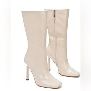 Elegant Cream High Heel Boots